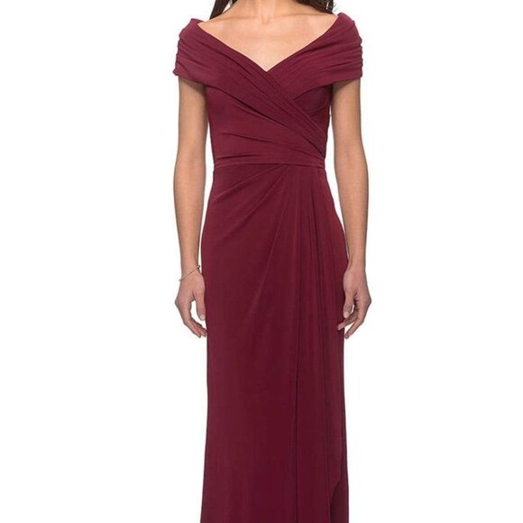 NWT La Femme 26519 Jersey Mother of the Bride Dress Wine Size 4 and 12 - Picture 1 of 6